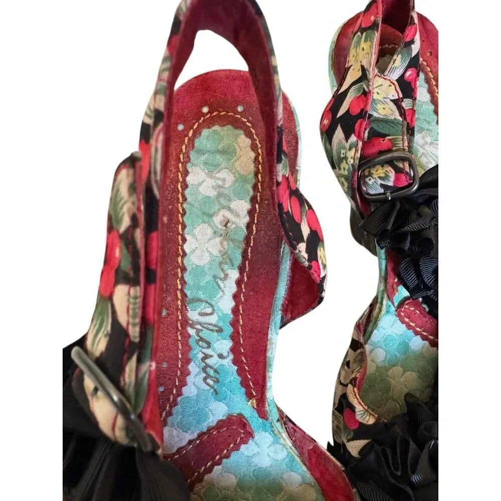 IRREGULAR CHOICE Raspberry Ripples Slingback Sandals Cottagecore Platform 40 9.5